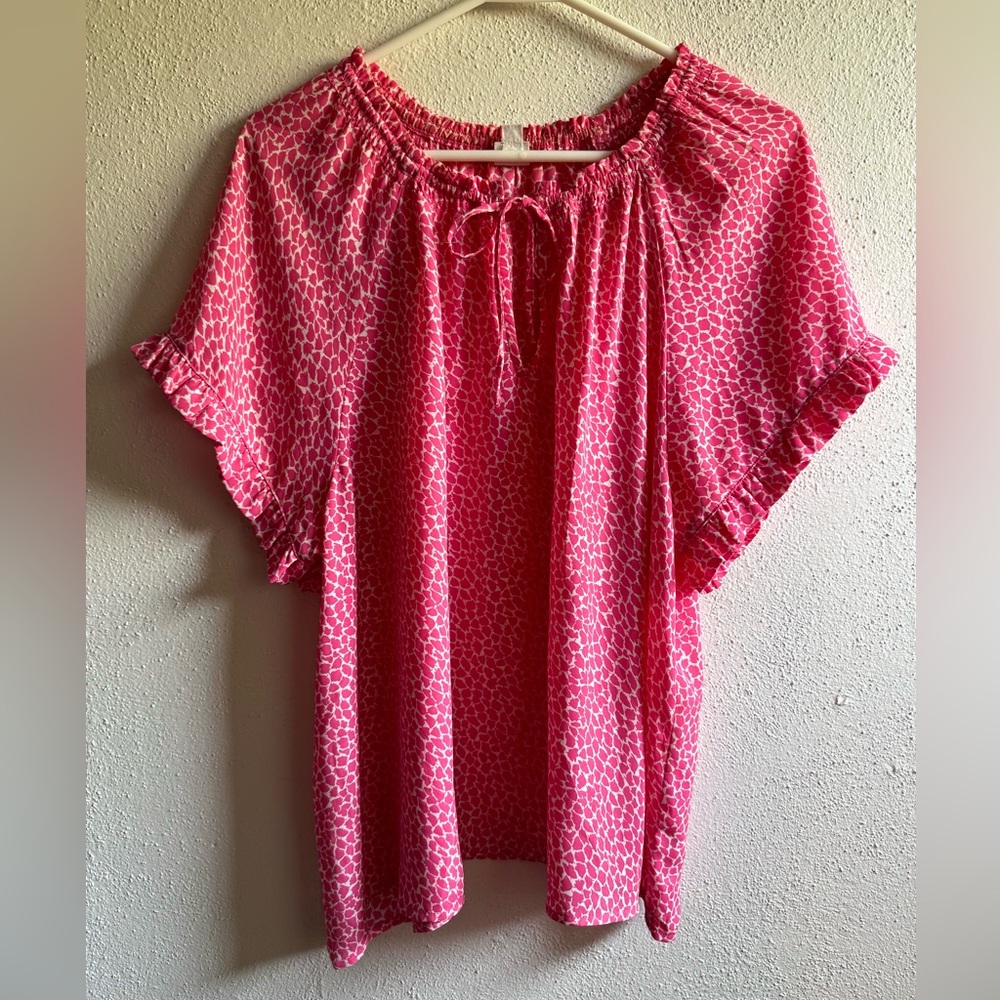 Gap Pink Patterned Blouse With Ruffle Sleeves & T… - image 2